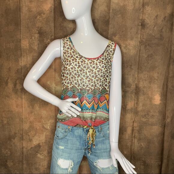 Material Girl Tops - MATERIAL GIRL Women Top Size M Sleeveless Front Multicolor Strapped on B…